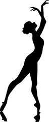 Woman Dancing Silhouette Vector, Elegant Female Dance Pose Clipart, Black Silhouette Art for Dance Design