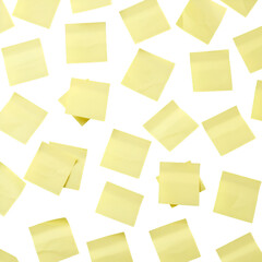 Fototapeta premium Isolated Black Background Of Yellow Sticky Notes Arranged Randomly