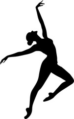 Woman Dancing Silhouette Vector, Elegant Female Dance Pose Clipart, Black Silhouette Art for Dance Design