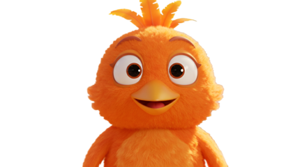 Cute Orange Bird Portrait Illustration With Transparent Background