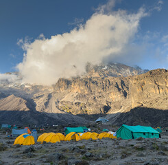 Campsite in the mount kilimanjaro in tanzania.