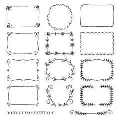 Hand-drawn decorative frame set, minimal doodle border pack