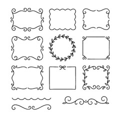 Hand-drawn decorative frame set, minimal doodle border pack