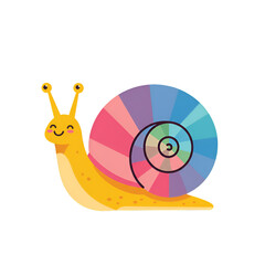 Cute Cartoon Snail Illustration With Colorful Pixel Shell And Transparent Background