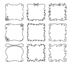 Hand-drawn decorative frame set, minimal doodle border pack
