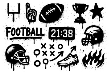 Grunge American Football Icon Set