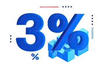 3% discount, vibrant blue, 3D design
