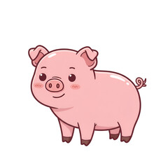 Cute Pink Pig Cartoon Illustration With Transparent Isolated Background
