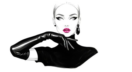 Elegant Woman Poses With Black Gloves and Chic Attire