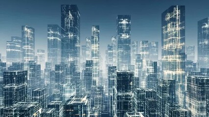 Digital city futuristic cityscape technology network connection abstract architecture skyline urban - Powered by Adobe