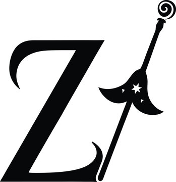 Stylized letter z with a magical wand