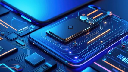 Close-up view of intricate circuit board technology.