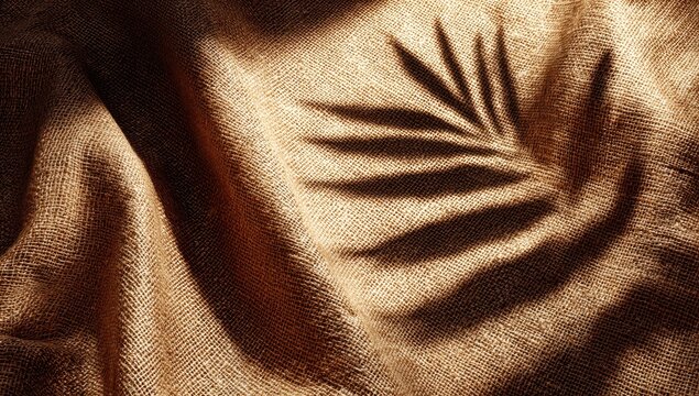 Golden fabric draped, leaf shadow - Powered by Adobe