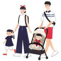 家族でお出かけ＊イラスト＊FamilyIllust