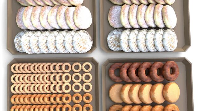 many donuts in tray