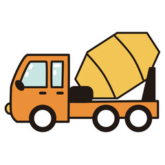 黄色いミキサー車のイラスト