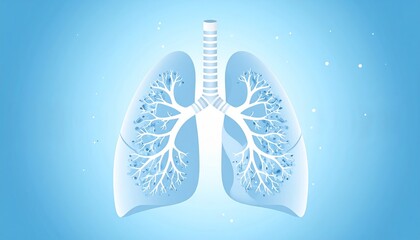 3D Lungs Illustration with Blue Background Representing Human Respiratory System