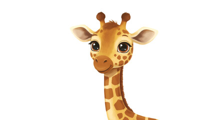 Obraz premium Cute Giraffe Illustration with Cartoon Portrait On Transparent Isolated Background