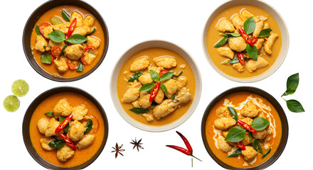 Delicious Chicken Curry Bowls Illustration On Transparent Background