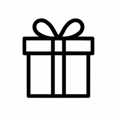 Gift Box. Cube-shaped present with a ribbon. Clean lines, no shading