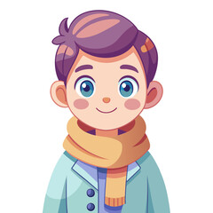 Obraz premium A delightful cartoon illustration of a smiling little boy character captures the innocent fun of childhood