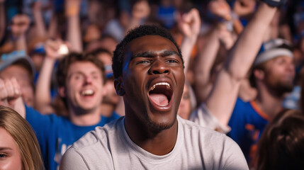 Joyful celebration after a buzzer-beater shot in basketball game
