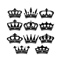 Collection of royal crowns and tiaras icon