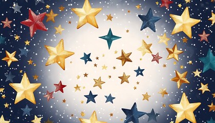 Seamless confetti stars background for christmas time. Snowflakes seamless background.Winter holidays theme, Christmas and New Year texture. Elegant repeat design for decor

