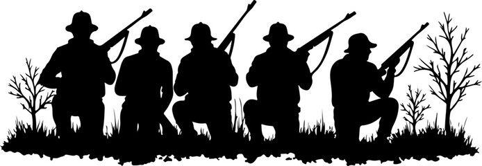 Hunting Man Silhouette Vector | Hunter with Gun Icon Design