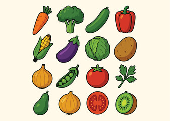 please generate colorful vector veges