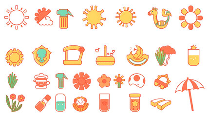Summer collection. Set of summer icons and design elements.