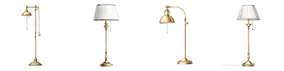 Elegant Floor Lamps: Vintage Lighting Fixtures on White