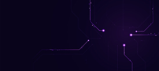 Cyber background. Purple line futuristic digital technology innovation on dark gradient background for tech event poster or presentation product busines