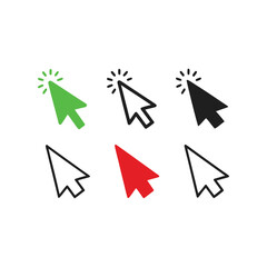 Collection of computer mouse cursor icons in various colors and styles 