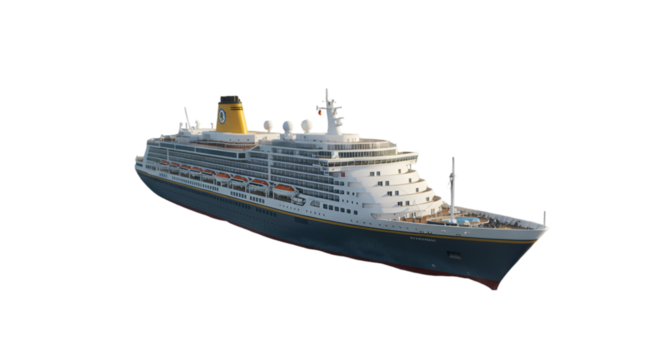 Detailed 3D Render of a Large Cruise Ship Isolated on Transparent Background - Powered by Adobe