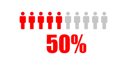 People or statistics with 50 Percent population icon