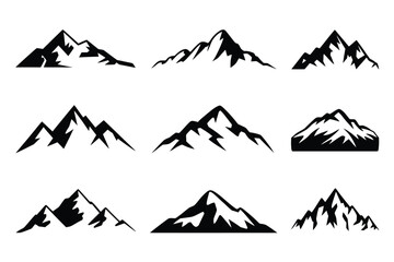 Black and white mountain peaks mountains silhouettes