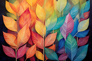 Fototapeta premium Colorful assortment of autumn leaves with varying shapes on transparent background