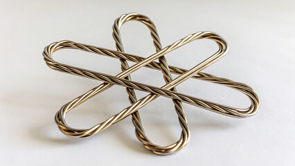 Fototapeta premium Twisted Gold Wire Paperclip Abstract Sculpture twisted wire