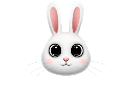 Cute White Bunny Illustration Isolated Face On Transparent Background