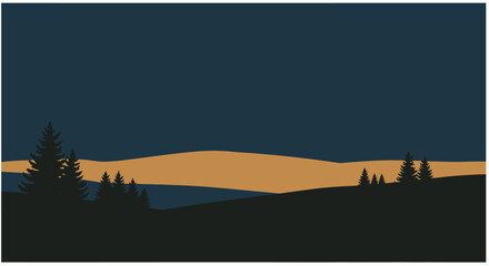 Obraz premium A serene and beautiful landscape view illustrated in minimalist vector style using only 2 to 3 colors.
