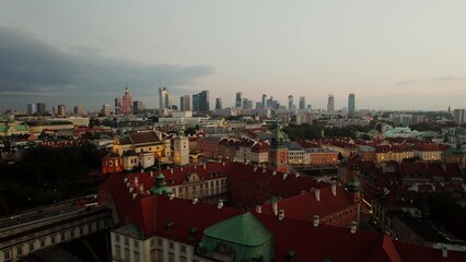 Royal Castle and old town in the center of Warsaw, bird's-eye view