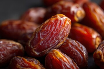 Close up of dried dates centered focus