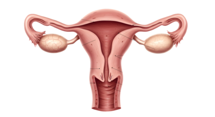 Detailed Illustration Of The Female Reproductive System With Transparent Background