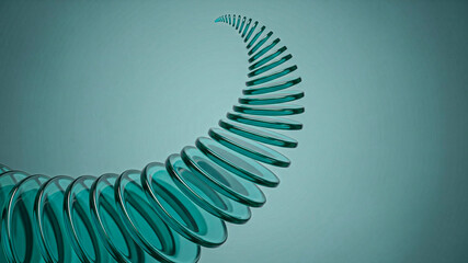 Abstract Teal Glass Discs Spiral: Modern, Clean, and Elegant Design.