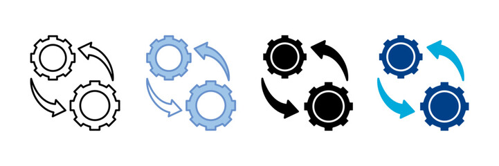 Process Automation Icon Set Multiple Style Collection