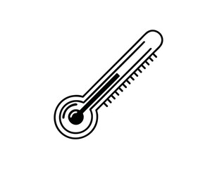 Flat vector icon of a thermometer, simple style