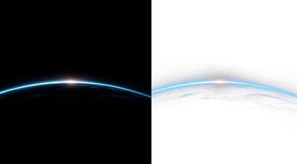 PNG Blue space sunrise over Earth galaxy stars and glowing atmosphere in outer space illustration © Iryna