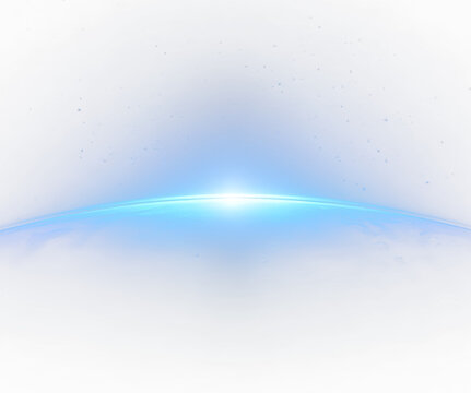 Blue light sunrise from orbit Earth and stars in deep space digital scene with cosmic glow png