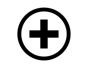 Fototapeta premium Monochrome icon of a medical cross inside a circle